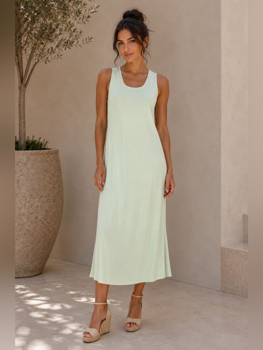 Lululemon Pima Cotton Open-Back Midi Dress Dewy Green 8 Athleisure